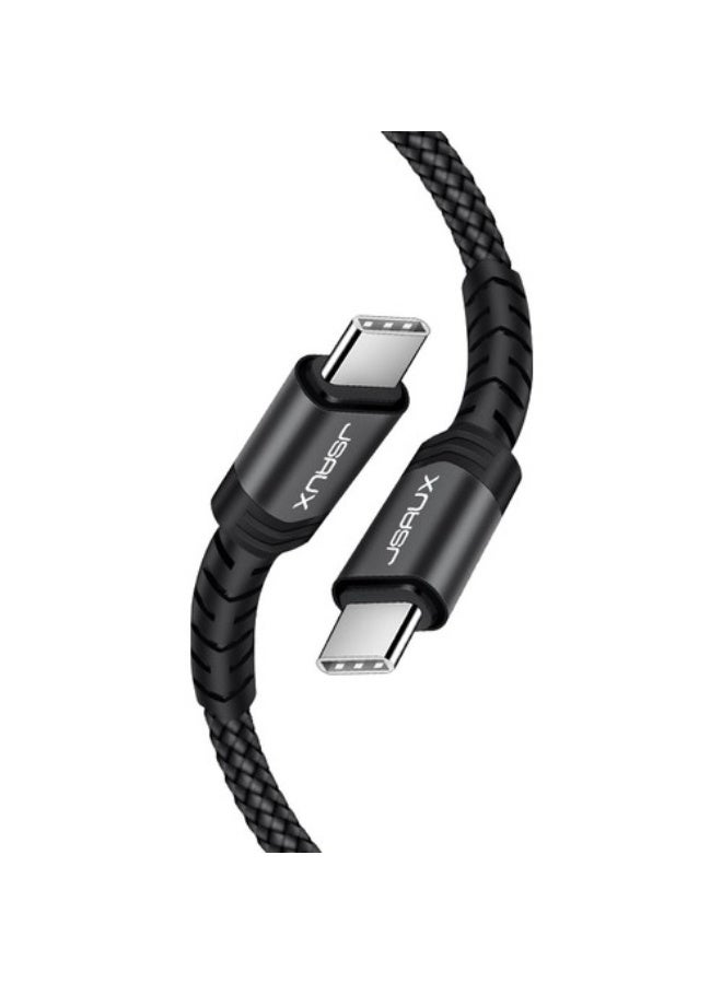 جيسوس كابل سلسلة Flex - كابل USB-C إلى USB-C - كابل مضفر من النايلون المتين سريع الشحن بقدرة 3 أمبير و60 وات، أسود بطول 1 متر - Image 1